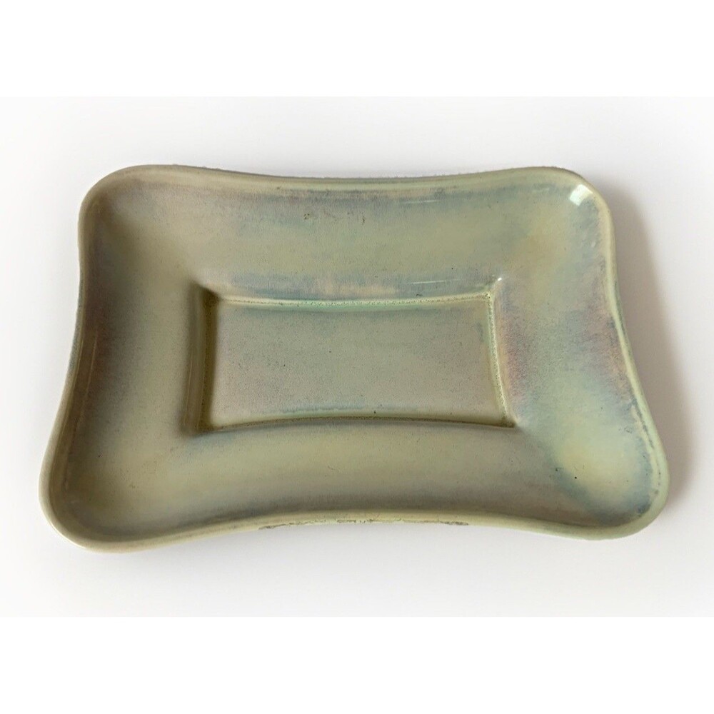 RARE Vintage Catalina Island california pottery Made In USA Art Deco Dish Green